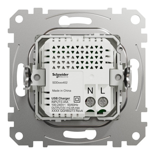Розетка USB подвійна А+С, 2.4А, 230В, Білий, Sedna Design SDD111402