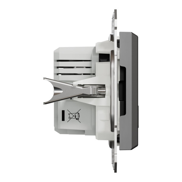 Розетка USB, 2 виходи, тип А+С 2,4А, Антрацит, Asfora EPH2700371