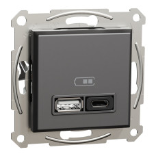 USB розетка А+С, 3 А, 45 Вт, антрацит, EPH2700471