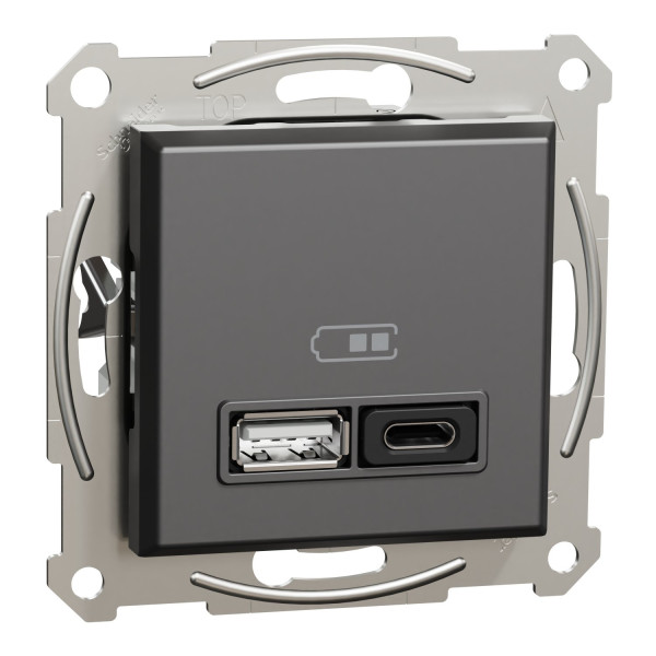 USB розетка А+С, 3 А, 45 Вт, антрацит, EPH2700471