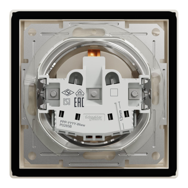 Розетка з заземленням, з кришкою та шторками, IP44, Кремова, Asfora EPH3100323