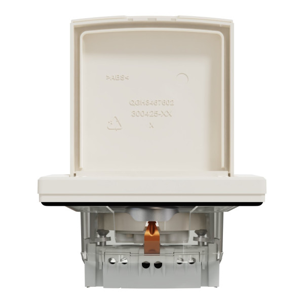 Розетка з заземленням, з кришкою та шторками, IP44, Кремова, Asfora EPH3100323