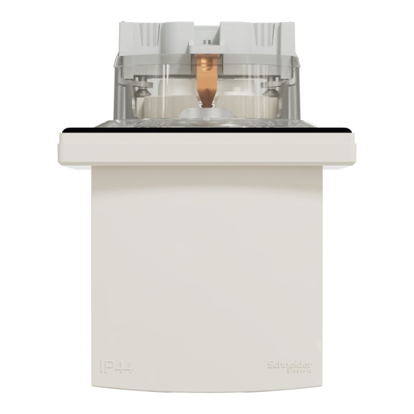 Розетка з заземленням, з кришкою та шторками, IP44, Кремова, Asfora EPH3100323