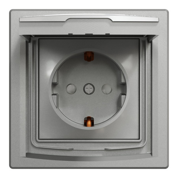 Розетка з заземленням, з кришкою та шторками, IP44, Алюміній, Asfora, EPH3100361