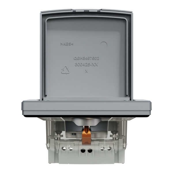 Розетка з заземленням, з кришкою та шторками, IP44, Сталь, Asfora, EPH3100362