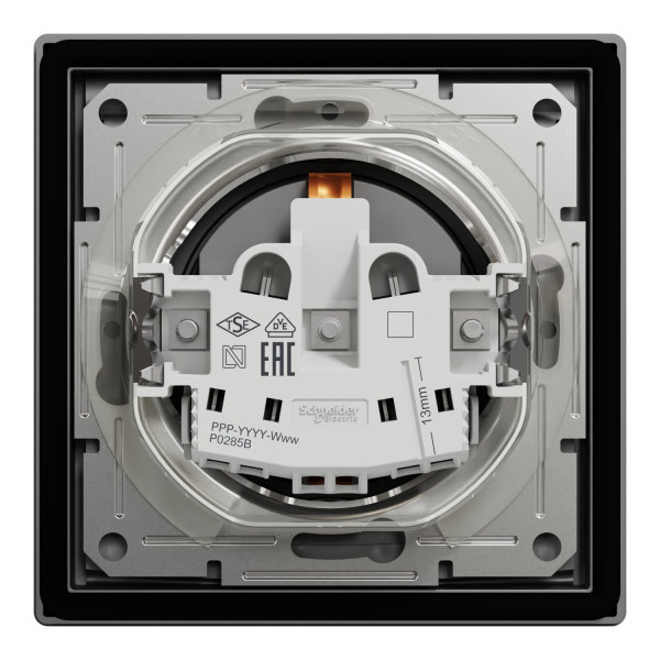 Розетка з заземленням, з кришкою та шторками, IP44, Антрацит, Asfora, EPH3100371