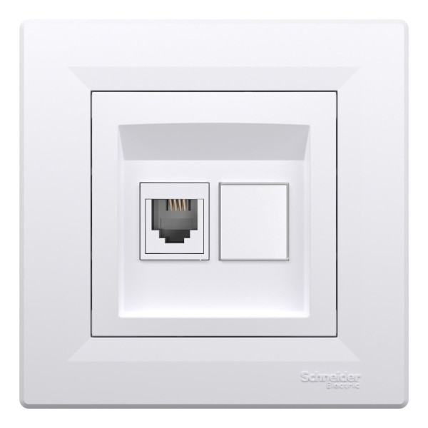 Розетка телефонна, RJ11, 4 контакти, Біла, Asfora EPH4100121