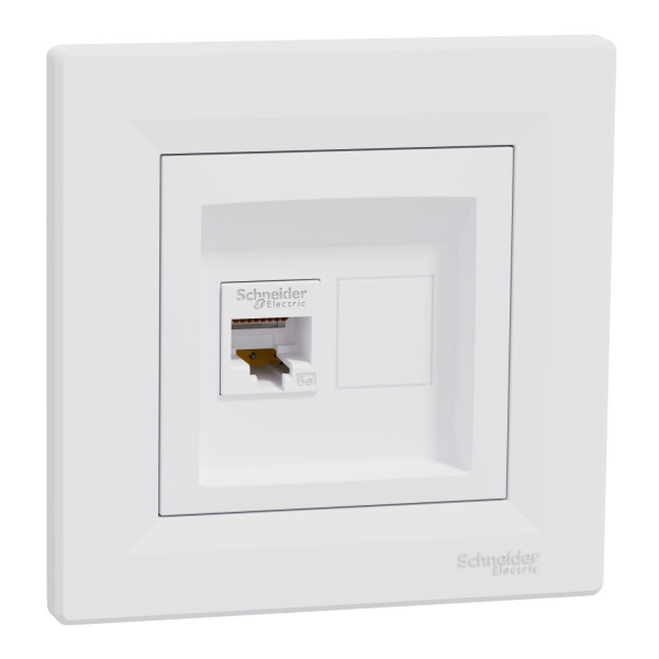 Розетка комп'ютерна, RJ45, кат.5е, UTP, Біла, Asfora EPH4300121