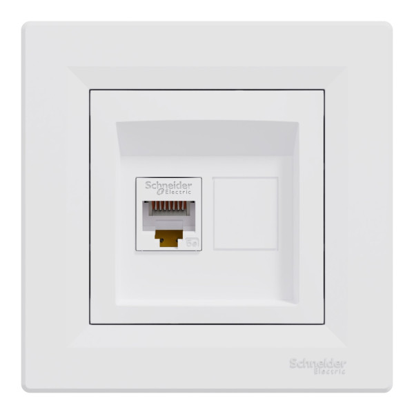 Розетка комп'ютерна, RJ45, кат.5е, UTP, Біла, Asfora EPH4300121