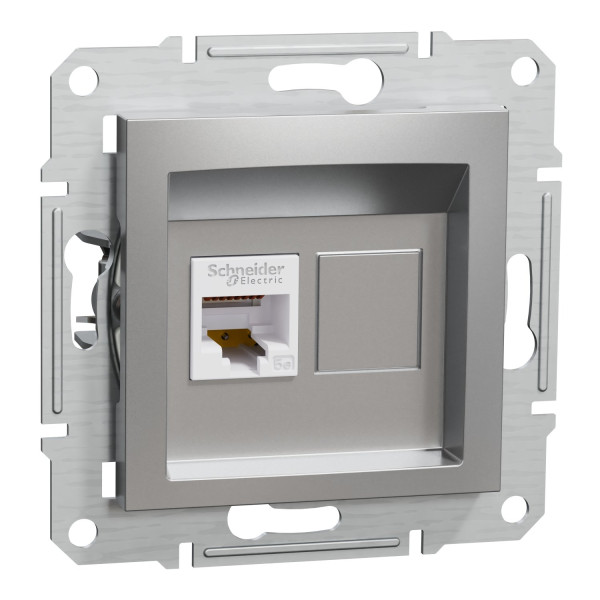 Розетка комп'ютерна, RJ45, кат.5е, UTP, Алюміній, Asfora, EPH4300161