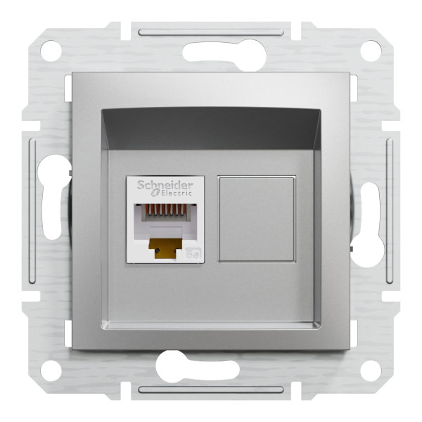 Розетка комп'ютерна, RJ45, кат.5е, UTP, Алюміній, Asfora, EPH4300161