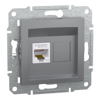 Розетка комп'ютерна, RJ45, кат.5е, UTP, Сталь, Asfora, EPH4300162
