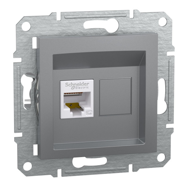 Розетка комп'ютерна, RJ45, кат.5е, UTP, Сталь, Asfora, EPH4300162