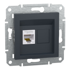 Розетка комп'ютерна, RJ45, кат.5е, UTP, Антрацит, Asfora, EPH4300171