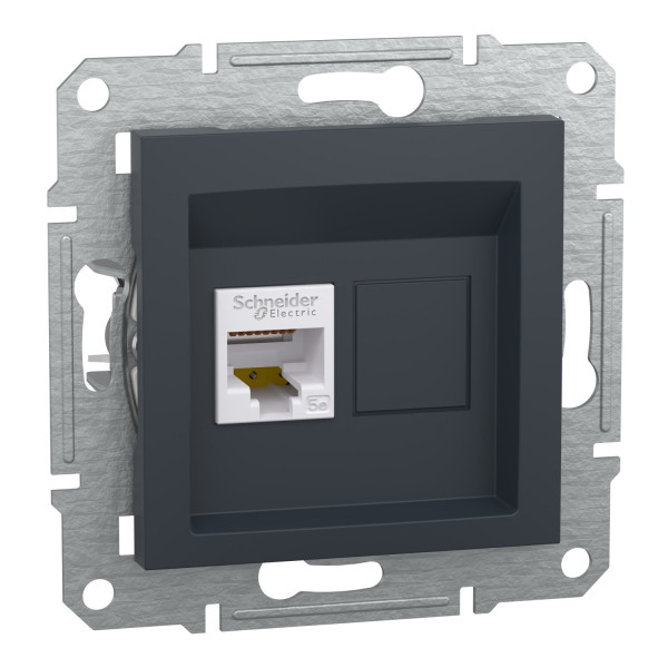 Розетка комп'ютерна, RJ45, кат.5е, UTP, Антрацит, Asfora, EPH4300171