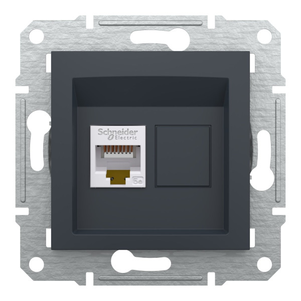 Розетка комп'ютерна, RJ45, кат.5е, UTP, Антрацит, Asfora, EPH4300171