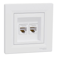 Розетка комп'ютерна, RJ45, кат.5е, UTP, подвійна, Біла, Asfora EPH4400121