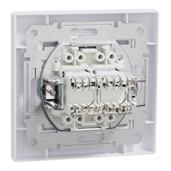 Розетка комп'ютерна, RJ45, кат.5е, UTP, подвійна, Біла, Asfora EPH4400121