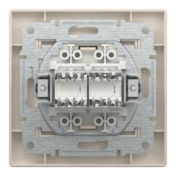 Розетка комп'ютерна, RJ45, кат.5е, UTP, подвійна, Кремова, Asfora EPH4400123