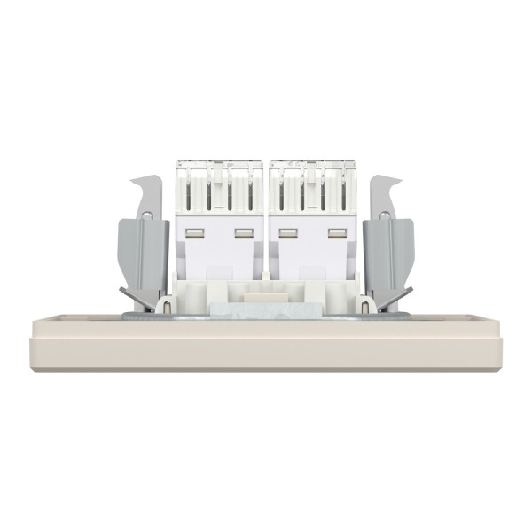 Розетка комп'ютерна, RJ45, кат.5е, UTP, подвійна, Кремова, Asfora EPH4400123
