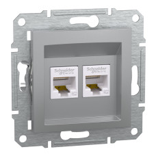 Розетка комп'ютерна, RJ45, кат.5е, UTP, подвійна, Алюміній, Asfora, EPH4400161