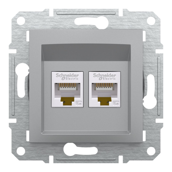 Розетка комп'ютерна, RJ45, кат.5е, UTP, подвійна, Алюміній, Asfora, EPH4400161