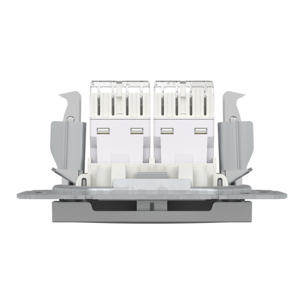 Розетка комп'ютерна, RJ45, кат.5е, UTP, подвійна, Алюміній, Asfora, EPH4400161