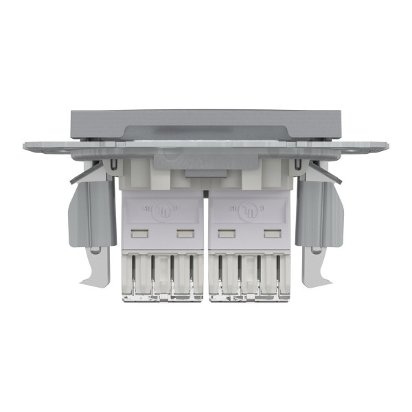 Розетка комп'ютерна, RJ45, кат.5е, UTP, подвійна, Сталь, Asfora, EPH4400162