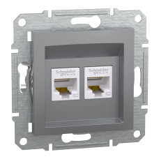 Розетка комп'ютерна, RJ45, кат.5е, UTP, подвійна, Сталь, Asfora, EPH4400162