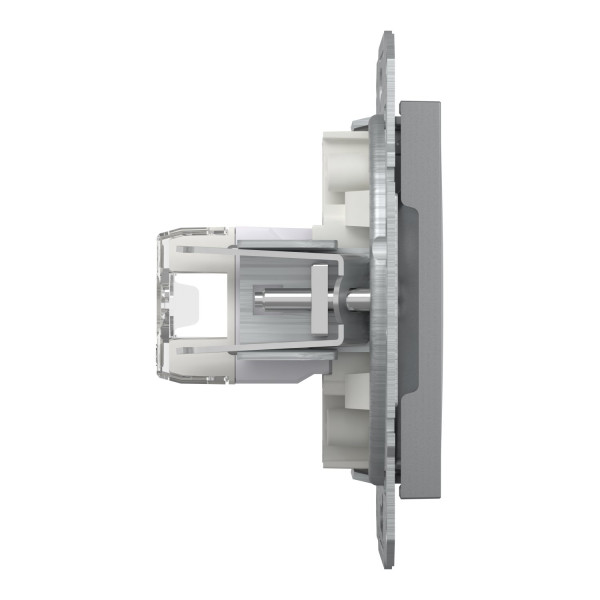 Розетка комп'ютерна, RJ45, кат.5е, UTP, подвійна, Сталь, Asfora, EPH4400162