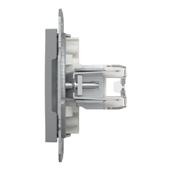 Розетка комп'ютерна, RJ45, кат.5е, UTP, подвійна, Сталь, Asfora, EPH4400162