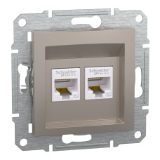 Розетка комп'ютерна, RJ45, кат.5е, UTP, подвійна, Бронза, Asfora, EPH4400169