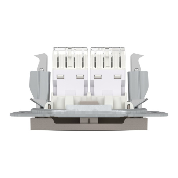 Розетка комп'ютерна, RJ45, кат.5е, UTP, подвійна, Бронза, Asfora, EPH4400169
