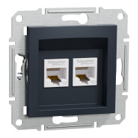 Розетка комп'ютерна, RJ45, кат.5е, UTP, подвійна, Антрацит, Asfora, EPH4400171