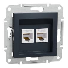 Розетка комп'ютерна, RJ45, кат.5е, UTP, подвійна, Антрацит, Asfora, EPH4400171