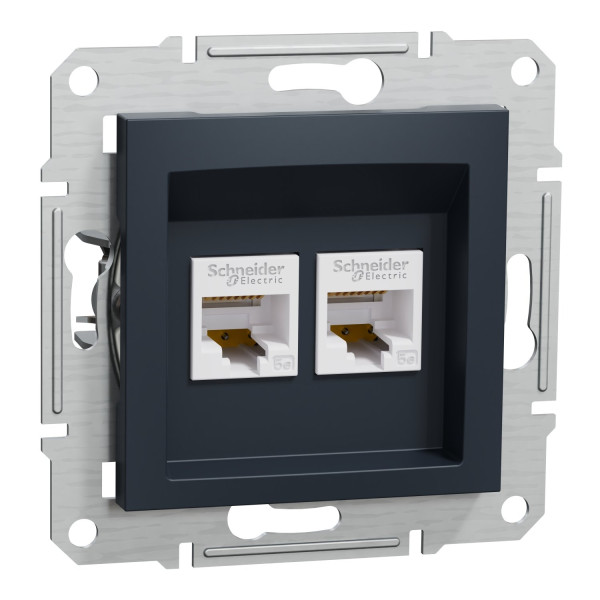 Розетка комп'ютерна, RJ45, кат.5е, UTP, подвійна, Антрацит, Asfora, EPH4400171