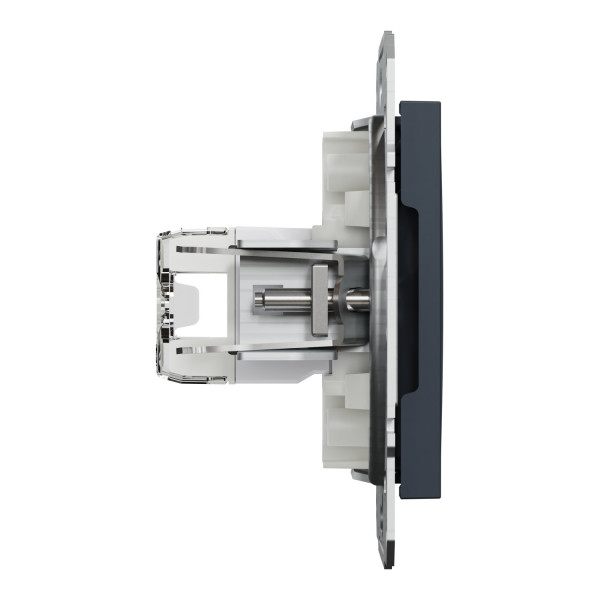 Розетка комп'ютерна, RJ45, кат.5е, UTP, подвійна, Антрацит, Asfora, EPH4400171