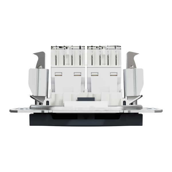 Розетка комп'ютерна, RJ45, кат.5е, UTP, подвійна, Антрацит, Asfora, EPH4400171