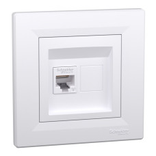 Розетка комп'ютерна, RJ45, кат.6, UTP, Біла, Asfora EPH4700121