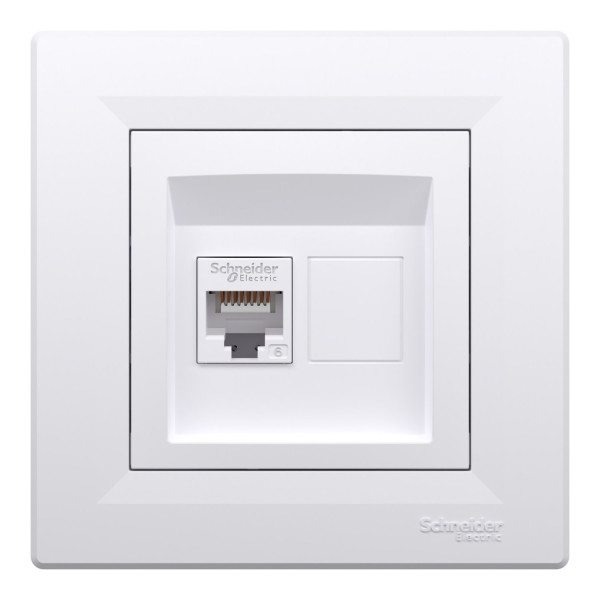 Розетка комп'ютерна, RJ45, кат.6, UTP, Біла, Asfora EPH4700121