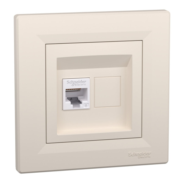 Розетка комп'ютерна, RJ45, кат.6, UTP, Кремова, Asfora EPH4700123