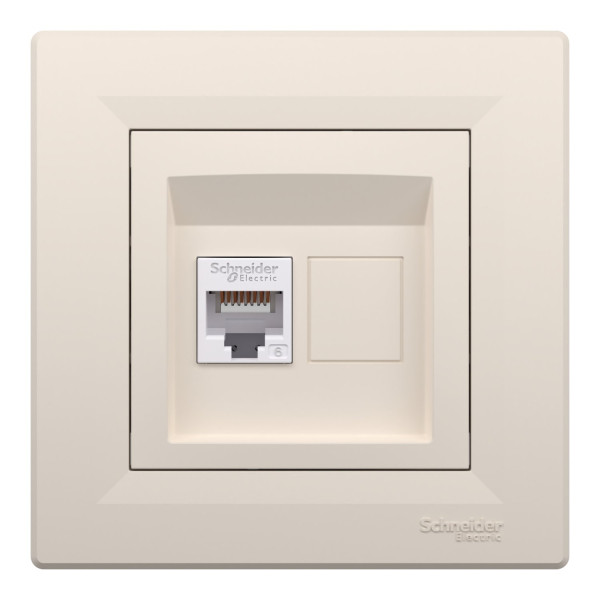 Розетка комп'ютерна, RJ45, кат.6, UTP, Кремова, Asfora EPH4700123