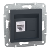 Розетка комп'ютерна, RJ45, кат.6, UTP, Антрацит, Asfora, EPH4700171