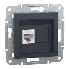 Розетка комп'ютерна, RJ45, кат.6, UTP, Антрацит, Asfora, EPH4700171