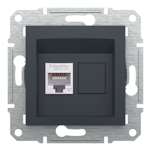 Розетка комп'ютерна, RJ45, кат.6, UTP, Антрацит, Asfora, EPH4700171