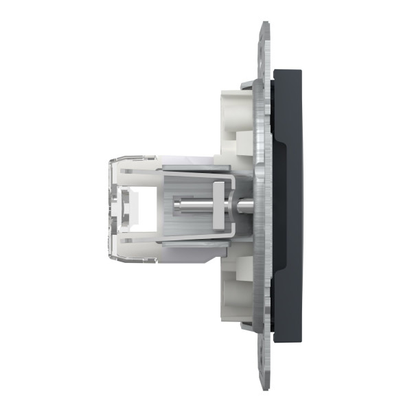 Розетка комп'ютерна, RJ45, кат.6, UTP, Антрацит, Asfora, EPH4700171