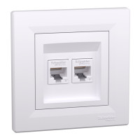 Розетка комп'ютерна, RJ45, кат.6, UTP, подвійна, Біла, Asfora EPH4800121