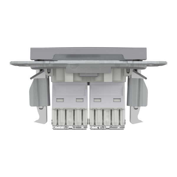 Розетка комп'ютерна, RJ45, кат.6, UTP, подвійна, Сталь, Asfora, EPH4800162
