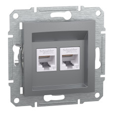 Розетка комп'ютерна, RJ45, кат.6, UTP, подвійна, Сталь, Asfora, EPH4800162