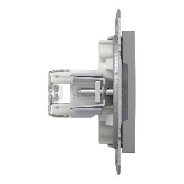 Розетка комп'ютерна, RJ45, кат.6, UTP, подвійна, Сталь, Asfora, EPH4800162
